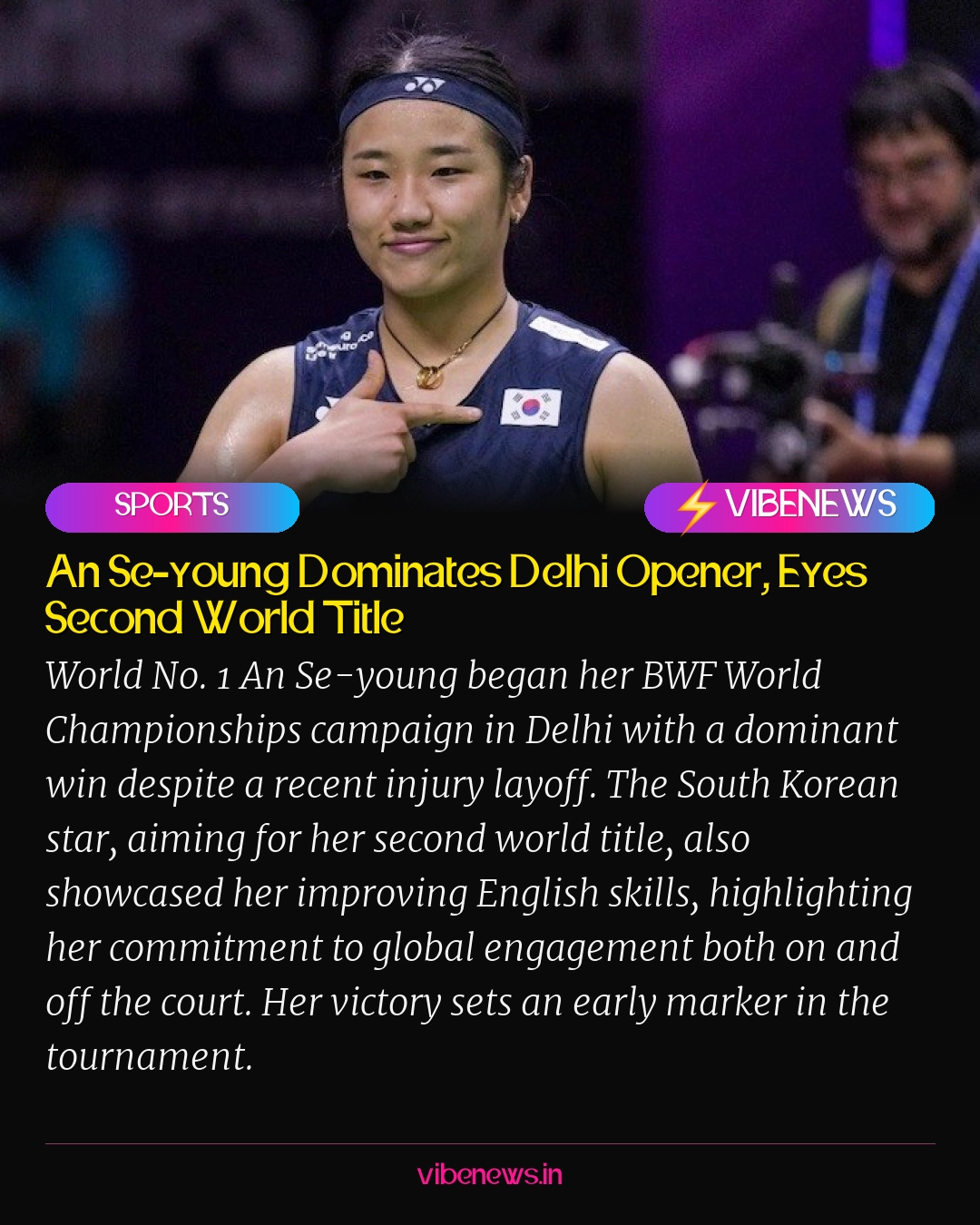 An Se-young Dominates Delhi Opener, Eyes Second World Title