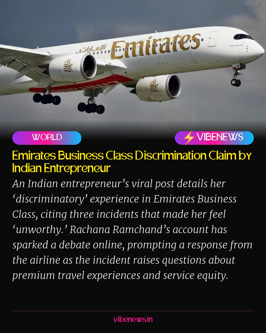 Emirates Business Class Discrimination Claim by Indian Entrepreneur