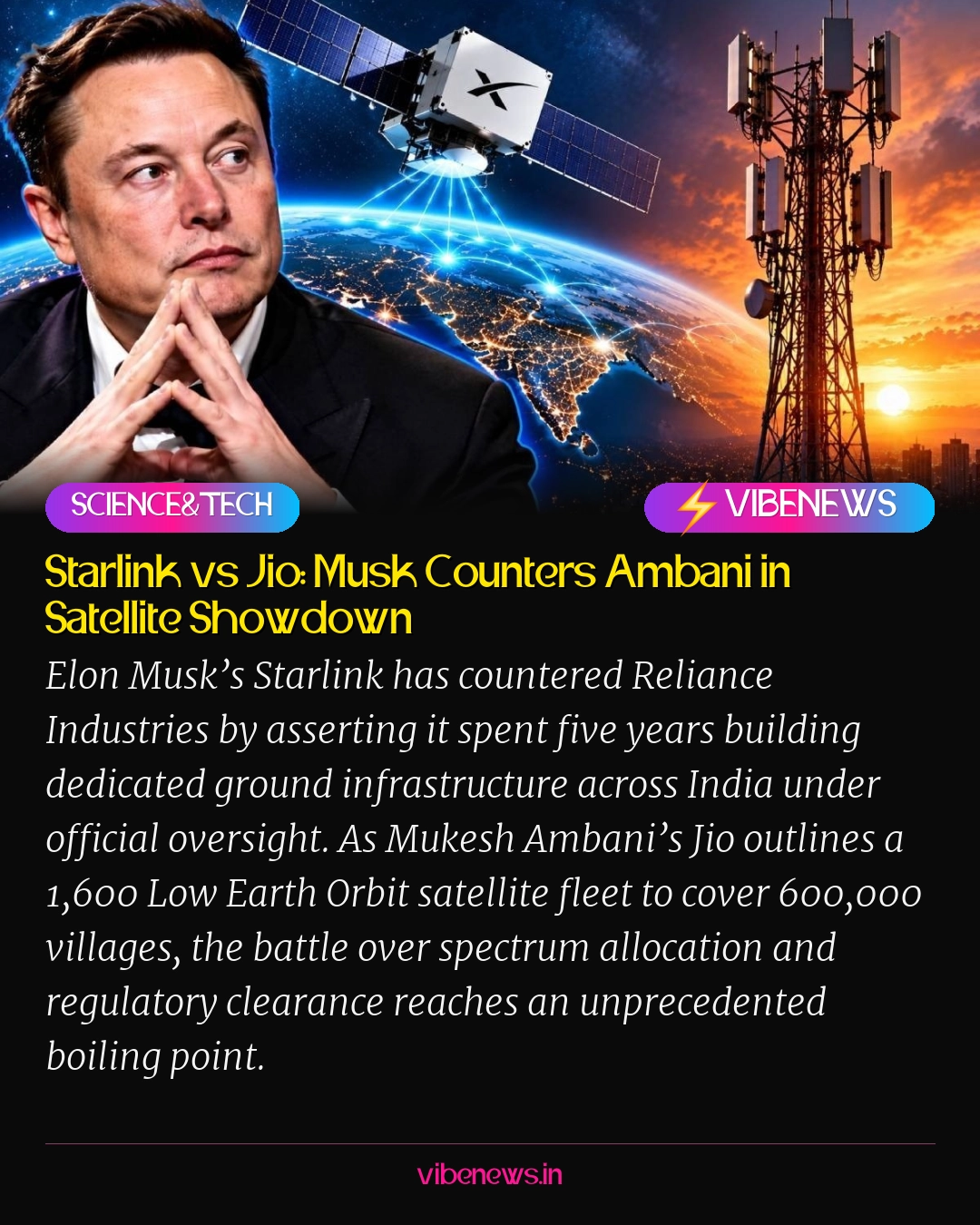 Starlink vs Jio: Musk Counters Ambani in Satellite Showdown