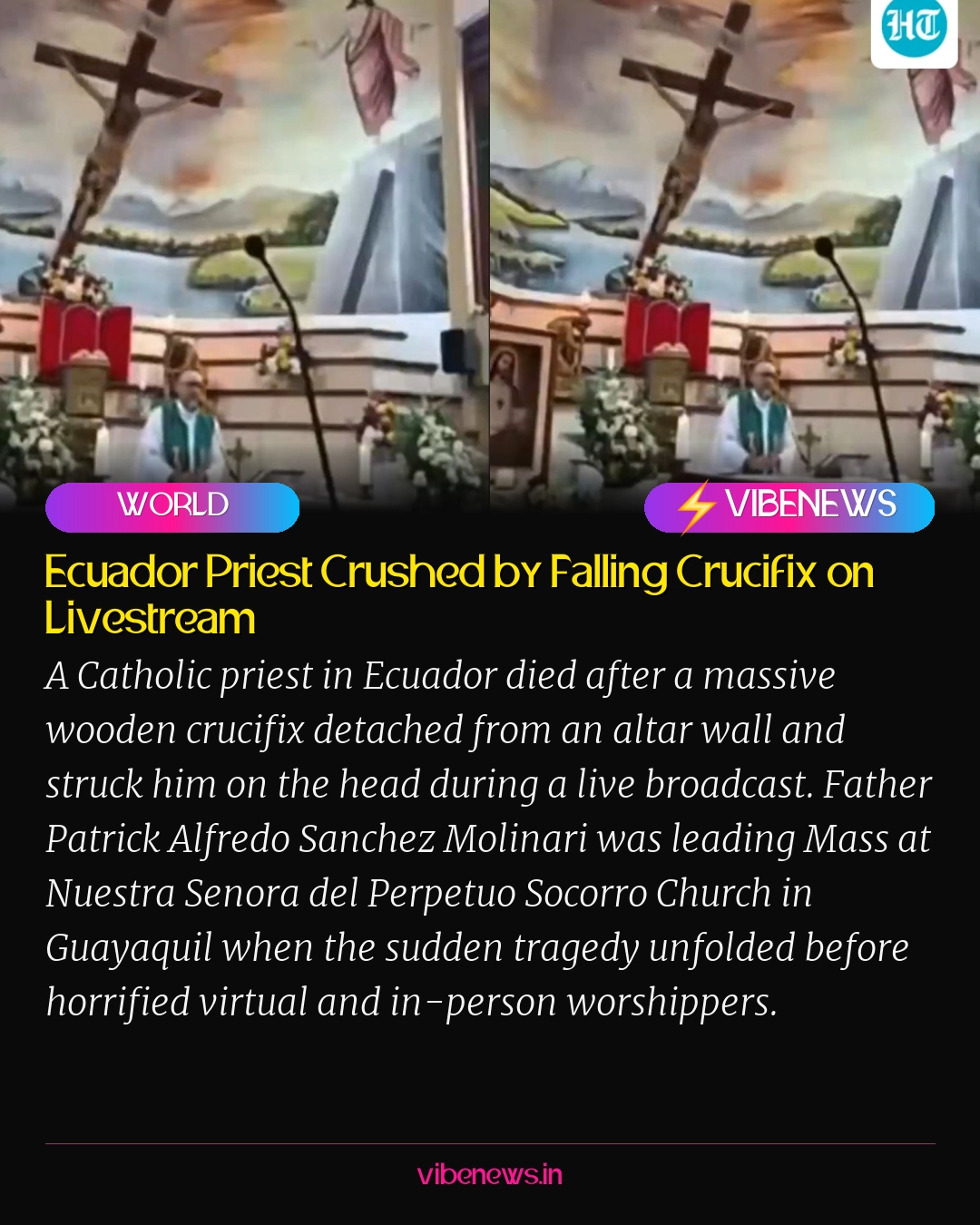 Ecuador Priest Crushed by Falling Crucifix on Livestream