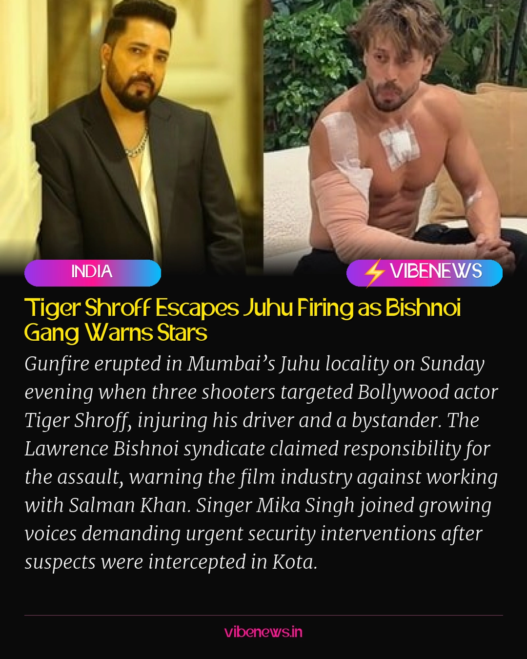 Tiger Shroff Escapes Juhu Firing as Bishnoi Gang Warns Stars
