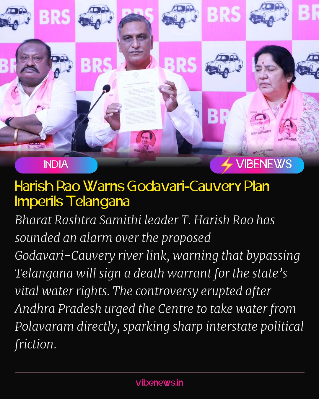 Harish Rao Warns Godavari-Cauvery Plan Imperils Telangana