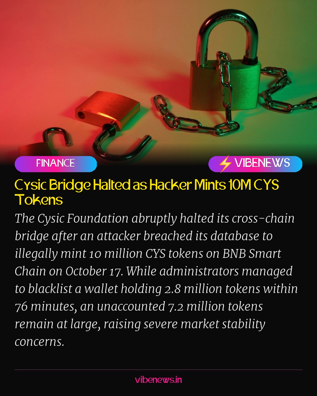 Cysic Bridge Halted as Hacker Mints 10M CYS Tokens