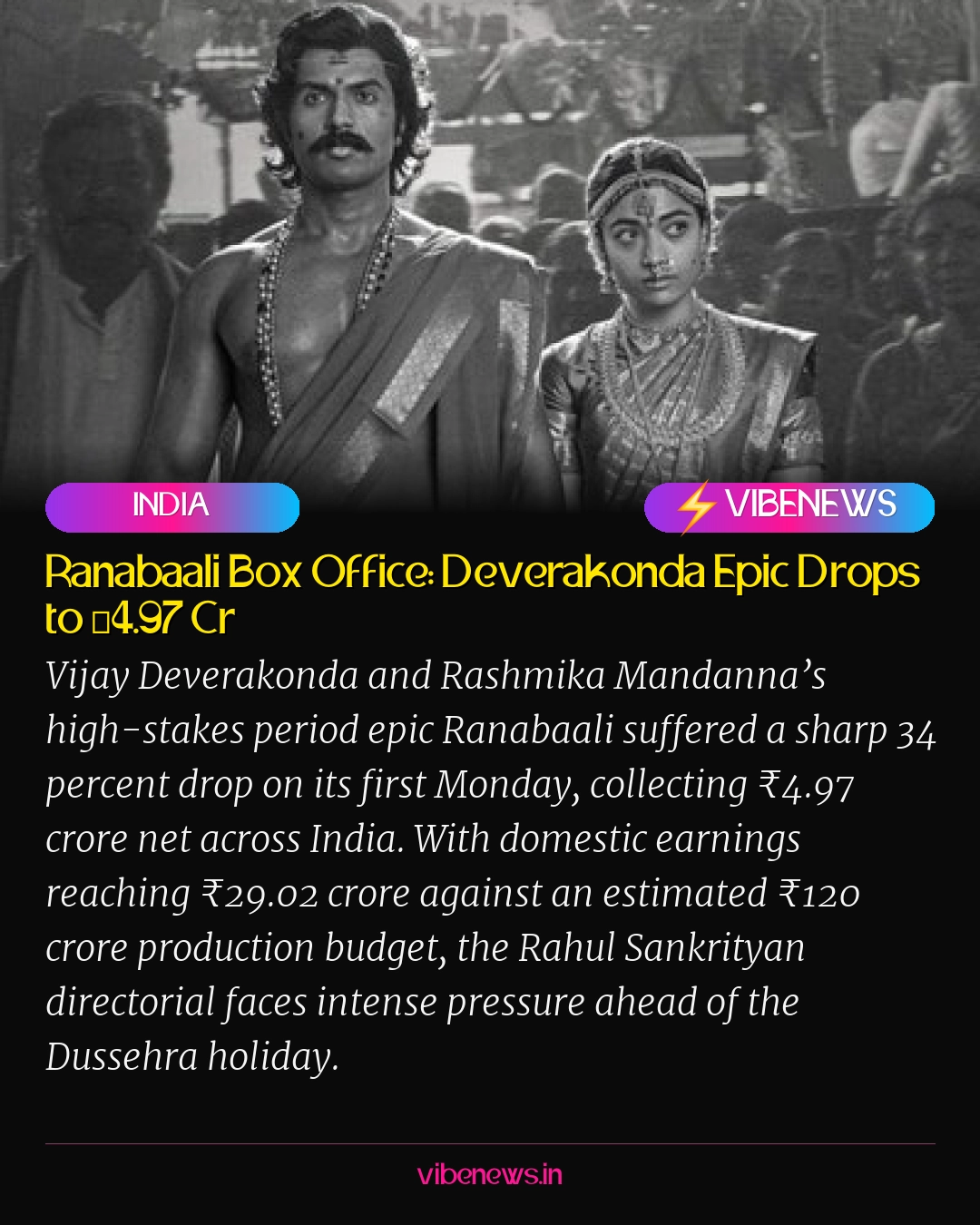 Ranabaali Box Office: Deverakonda Epic Drops to ₹4.97 Cr