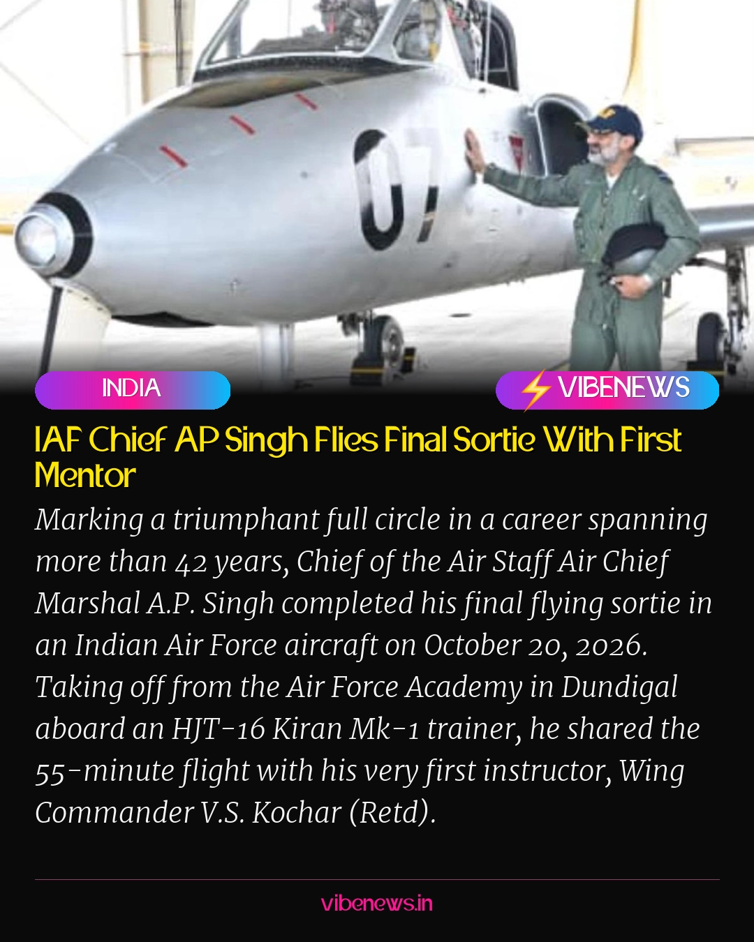 IAF Chief AP Singh Flies Final Sortie With First Mentor