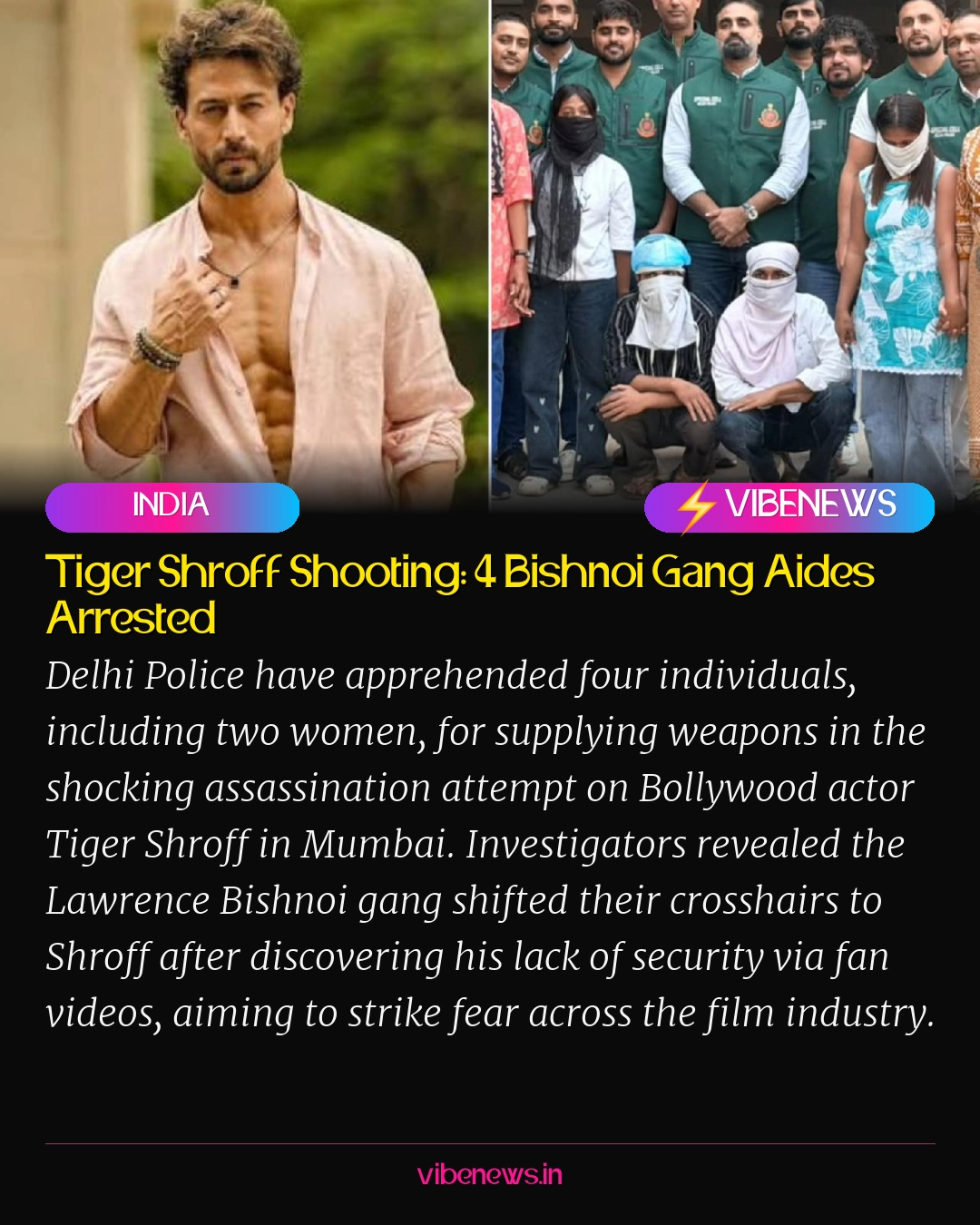 Tiger Shroff Shooting: 4 Bishnoi Gang Aides Arrested