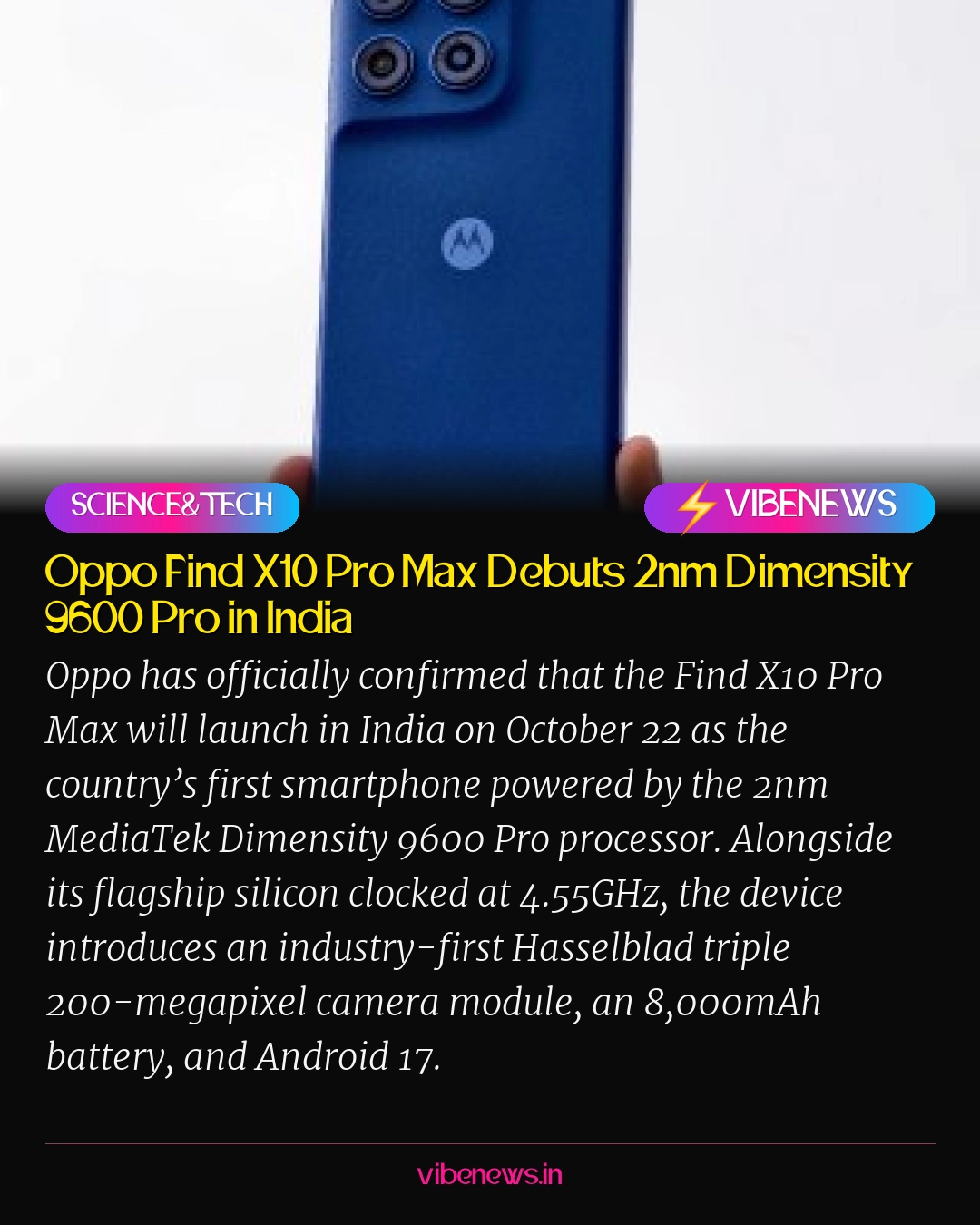 Oppo Find X10 Pro Max Debuts 2nm Dimensity 9600 Pro in India
