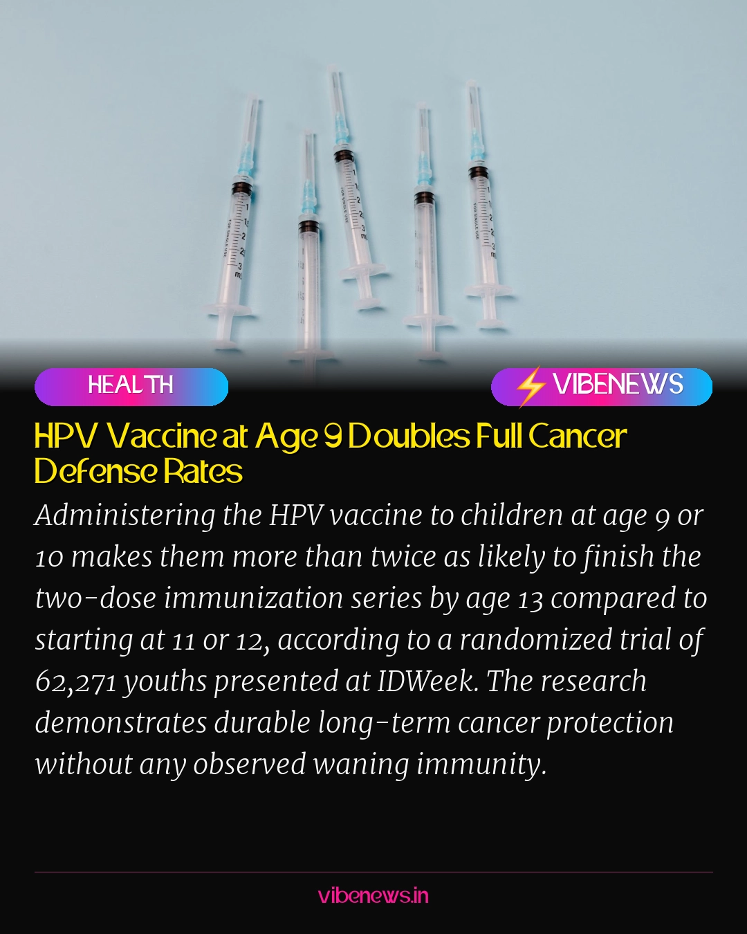 HPV Vaccine at Age 9 Doubles Full Cancer Defense Rates