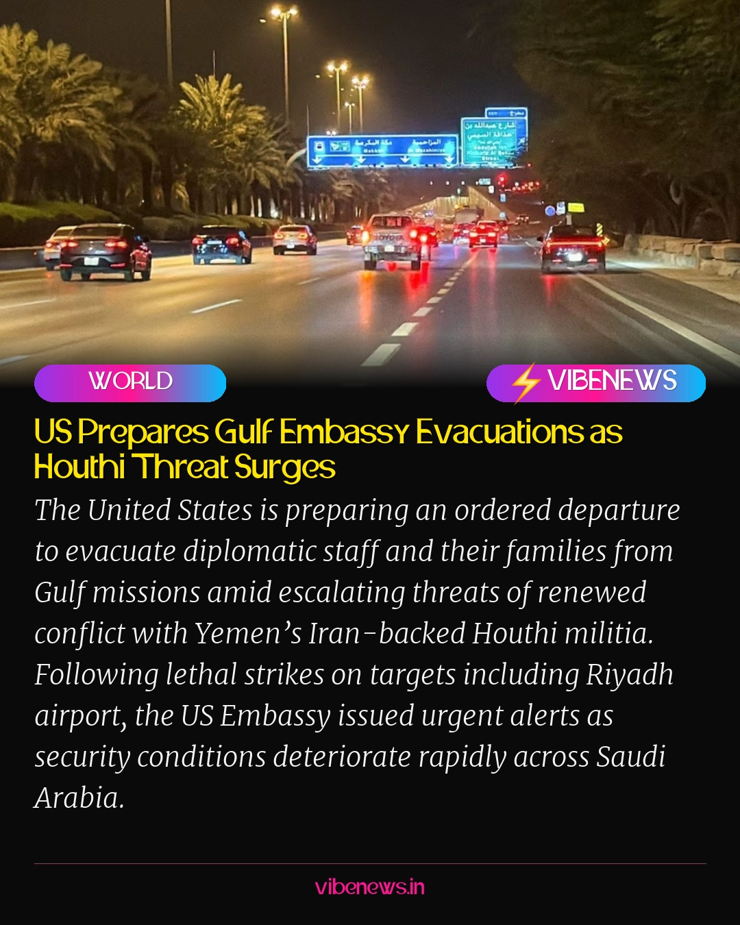 US Prepares Gulf Embassy Evacuations as Houthi Threat Surges