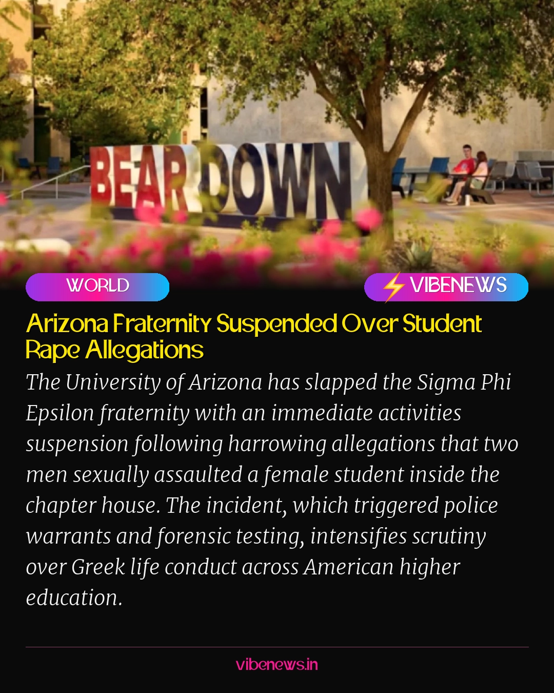 Arizona Fraternity Suspended Over Student Rape Allegations