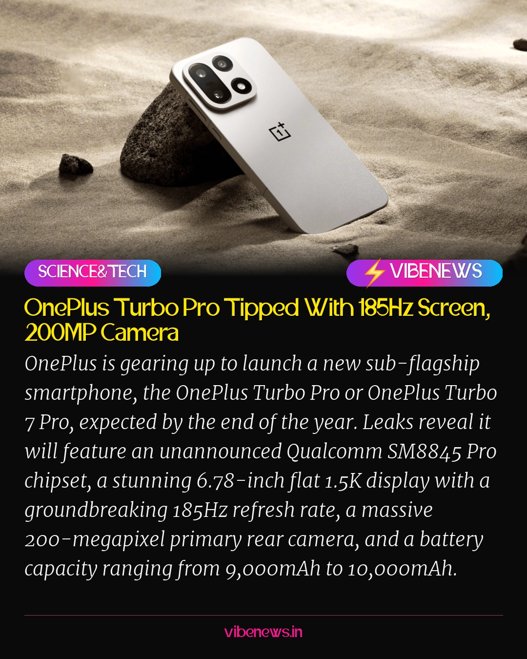 OnePlus Turbo Pro Tipped With 185Hz Screen, 200MP Camera