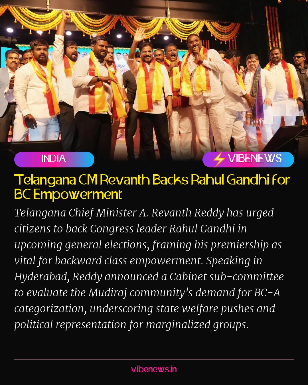 Telangana CM Revanth Backs Rahul Gandhi for BC Empowerment