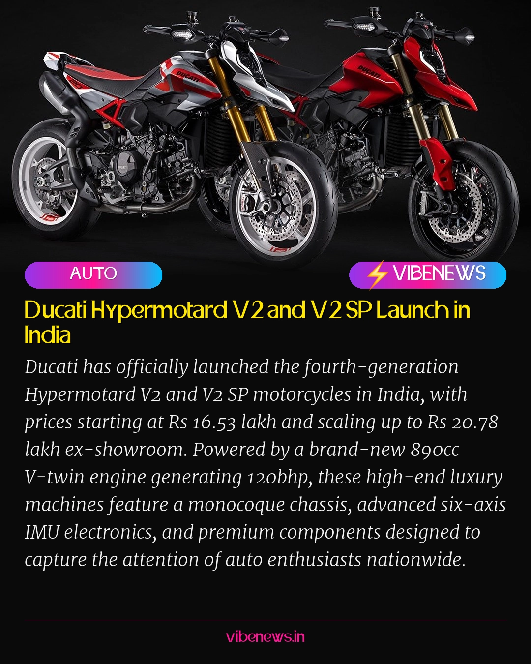 Ducati Hypermotard V2 and V2 SP Launch in India