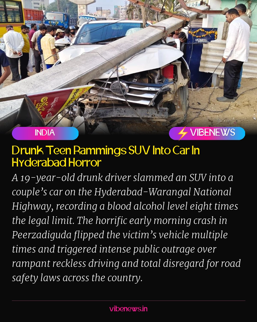 Drunk Teen Rammings SUV Into Car In Hyderabad Horror