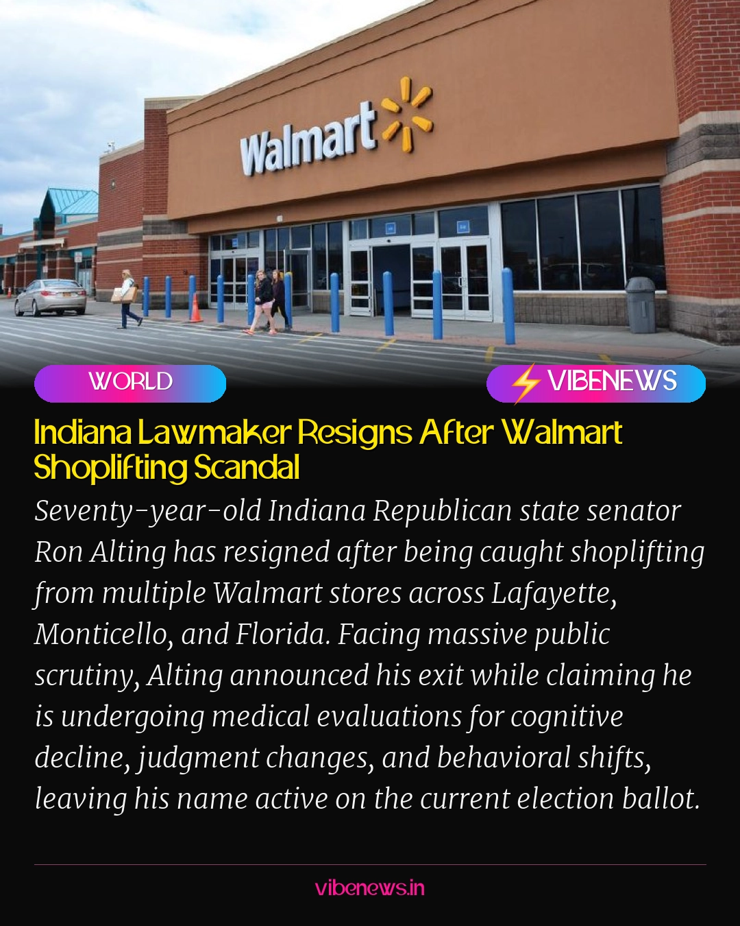 Indiana Lawmaker Resigns After Walmart Shoplifting Scandal