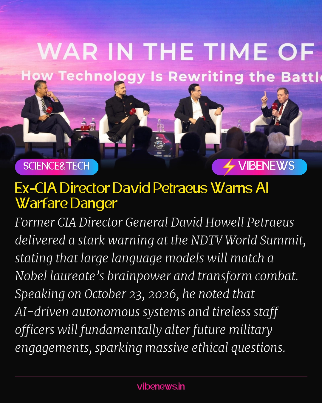 Ex-CIA Director David Petraeus Warns AI Warfare Danger
