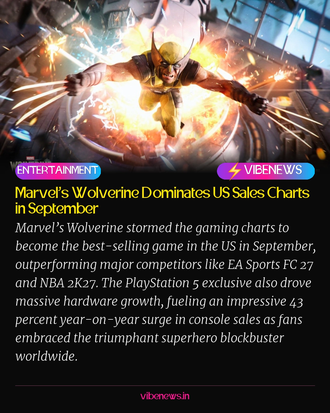 Marvel’s Wolverine Dominates US Sales Charts in September