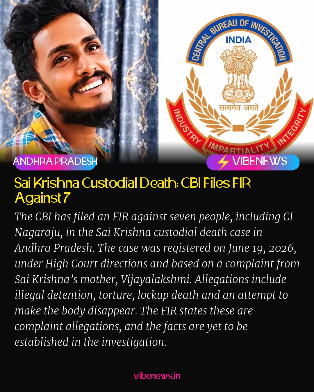 Sai Krishna Custodial Death: CBI Files FIR Against 7