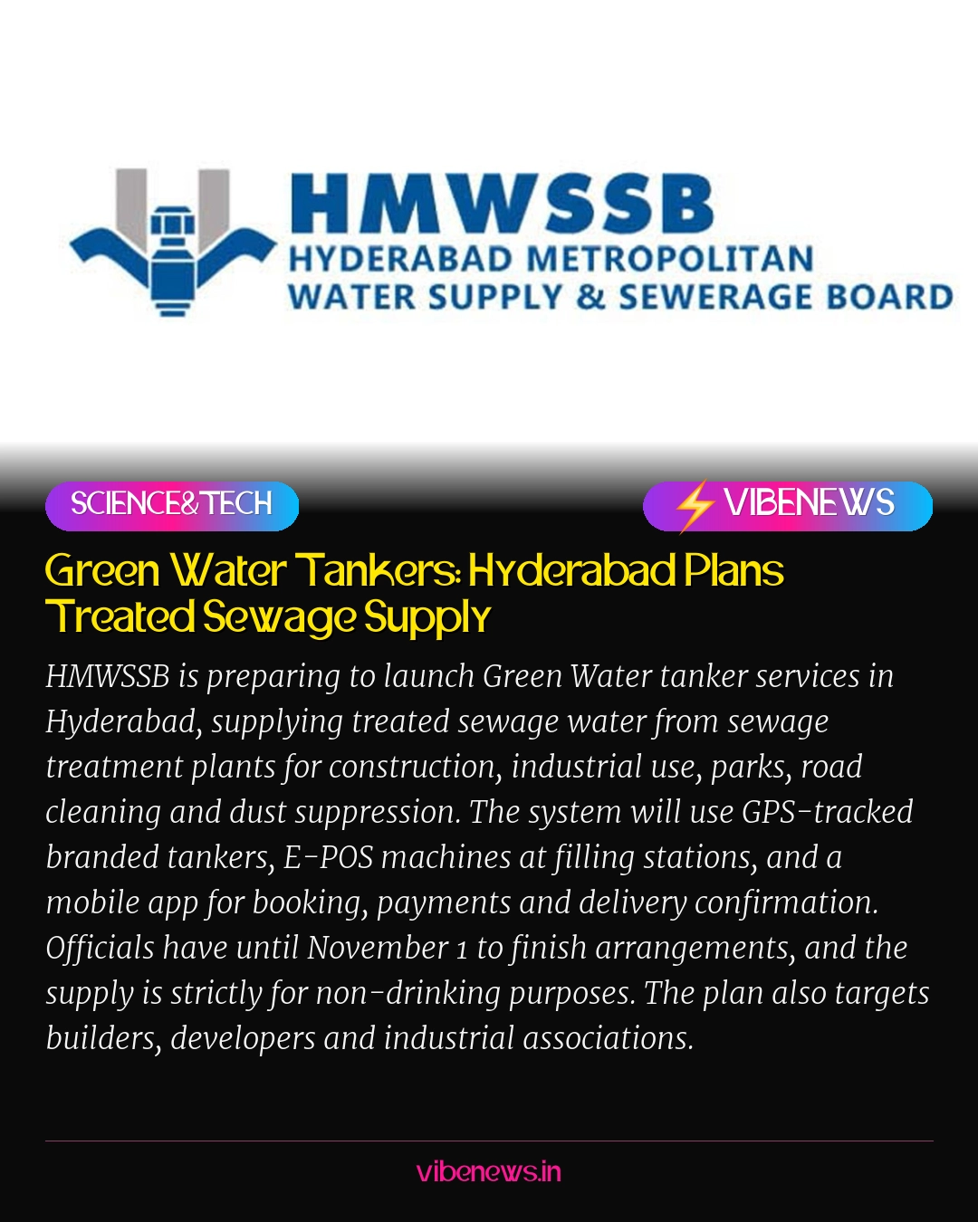 Green Water Tankers: Hyderabad Plans Treated Sewage Supply
