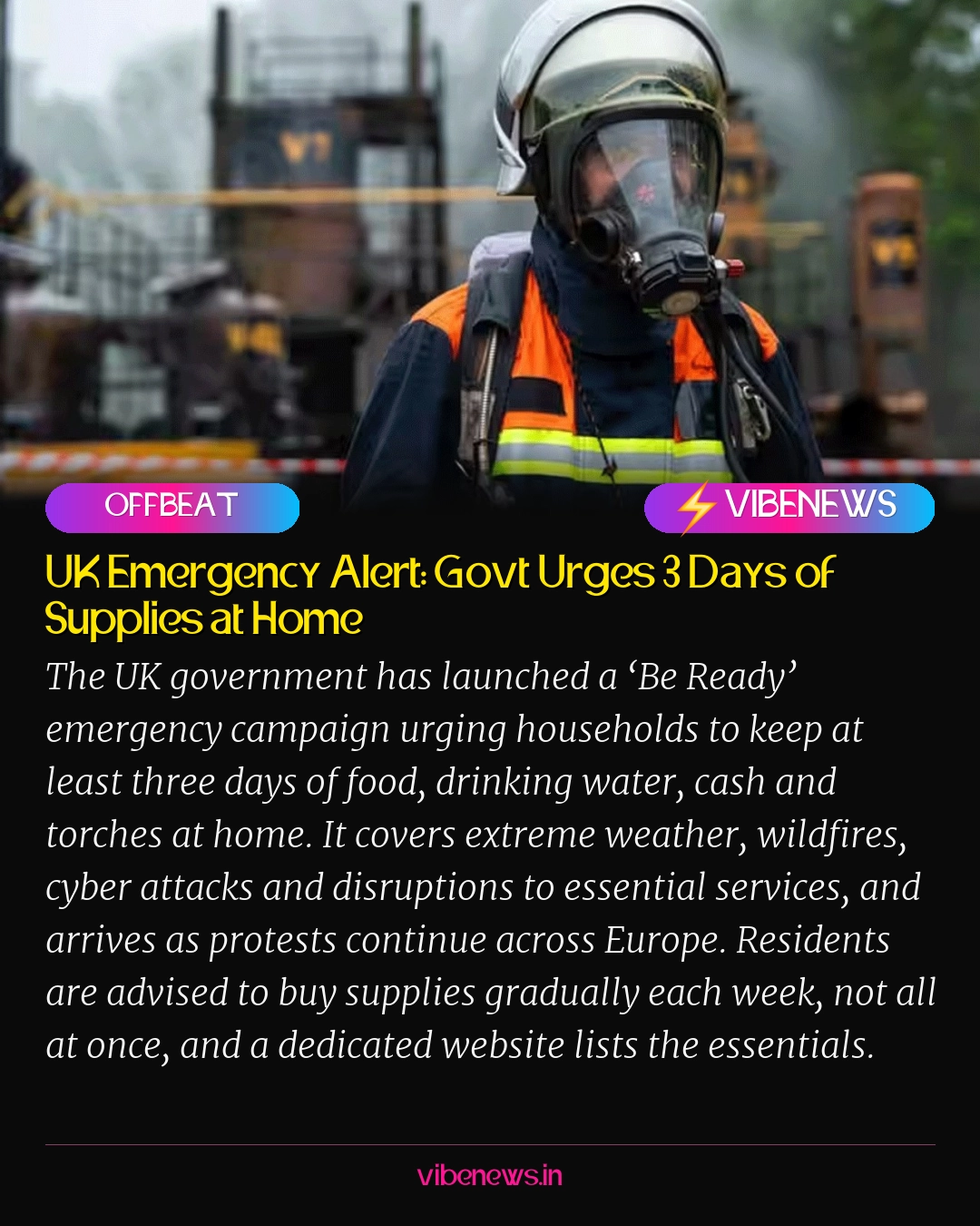 UK Emergency Alert: Govt Urges 3 Days of Supplies at Home