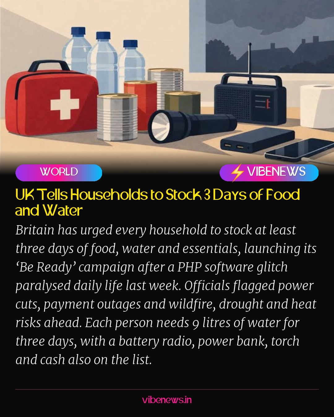 UK Tells Households to Stock 3 Days of Food and Water