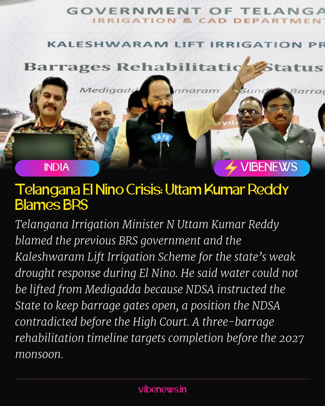 Telangana El Nino Crisis: Uttam Kumar Reddy Blames BRS