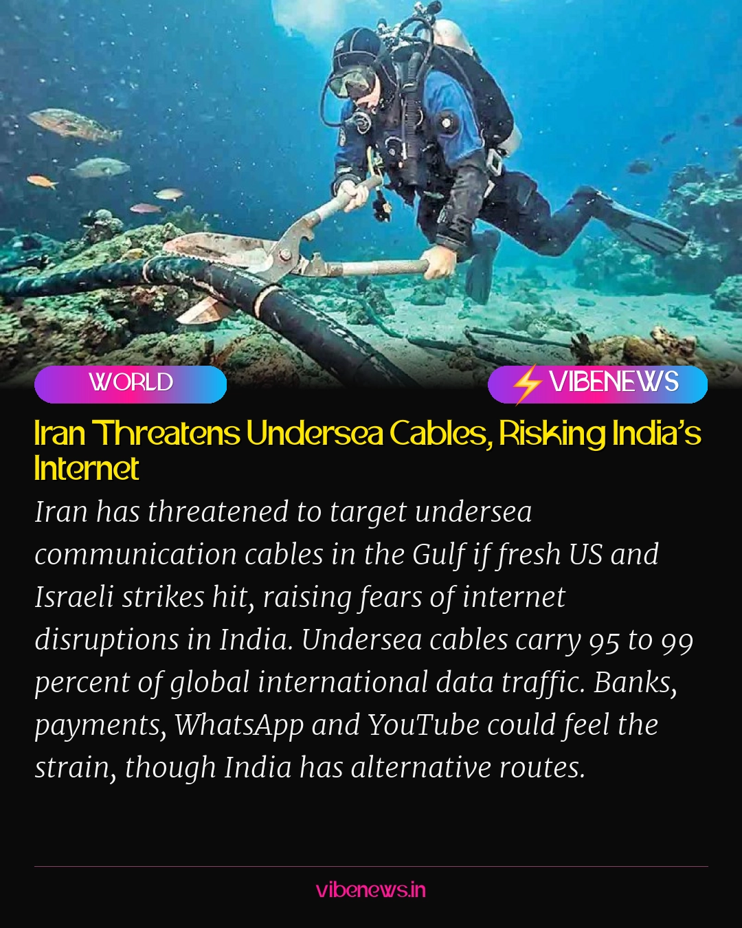 Iran Threatens Undersea Cables, Risking India’s Internet