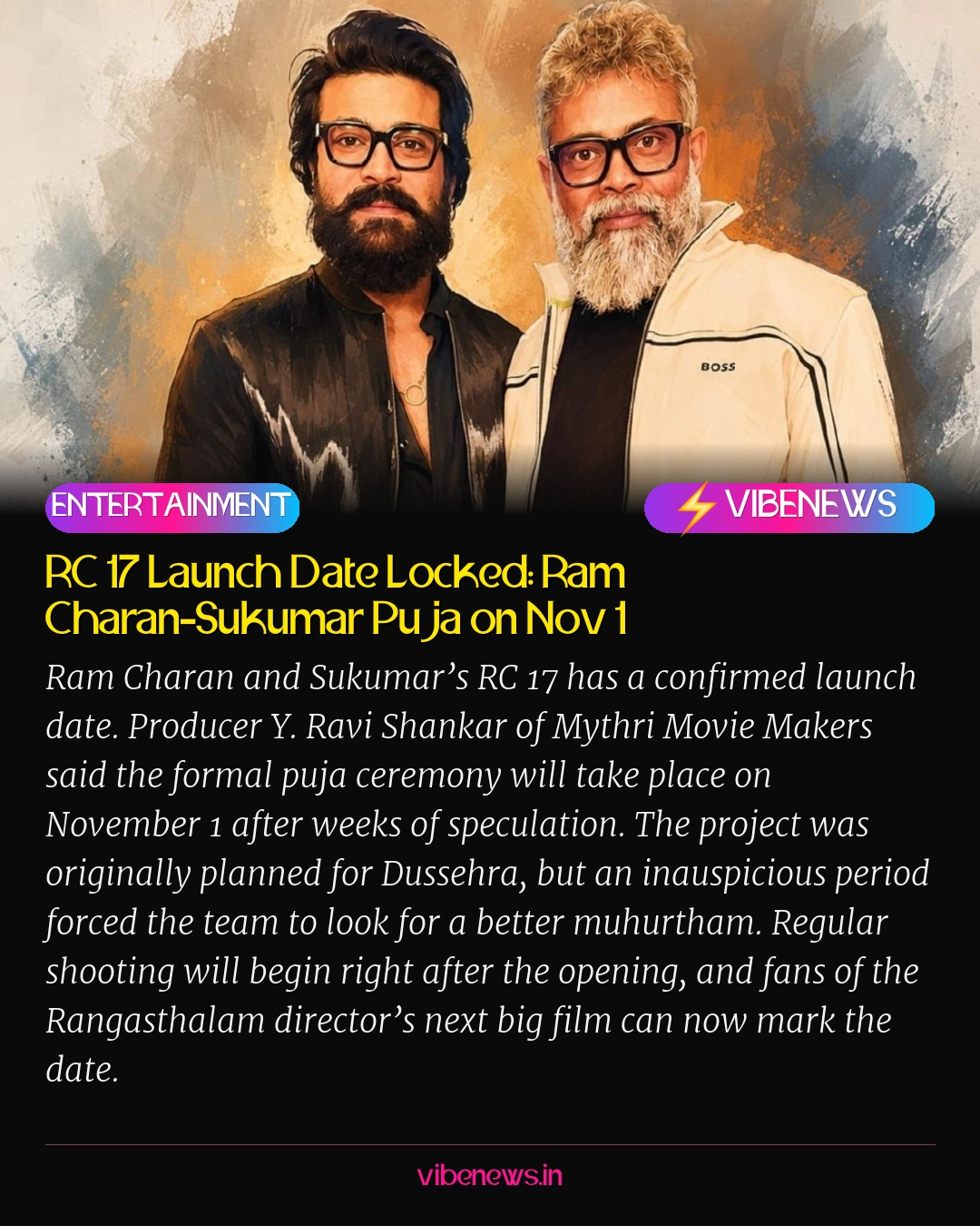 RC 17 Launch Date Locked: Ram Charan-Sukumar Puja on Nov 1