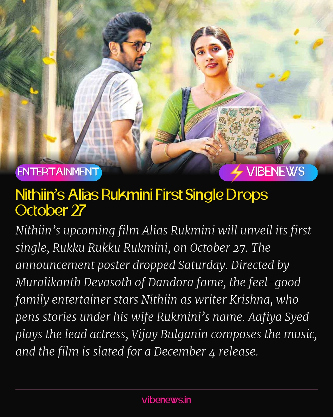 Nithiin’s Alias Rukmini First Single Drops October 27