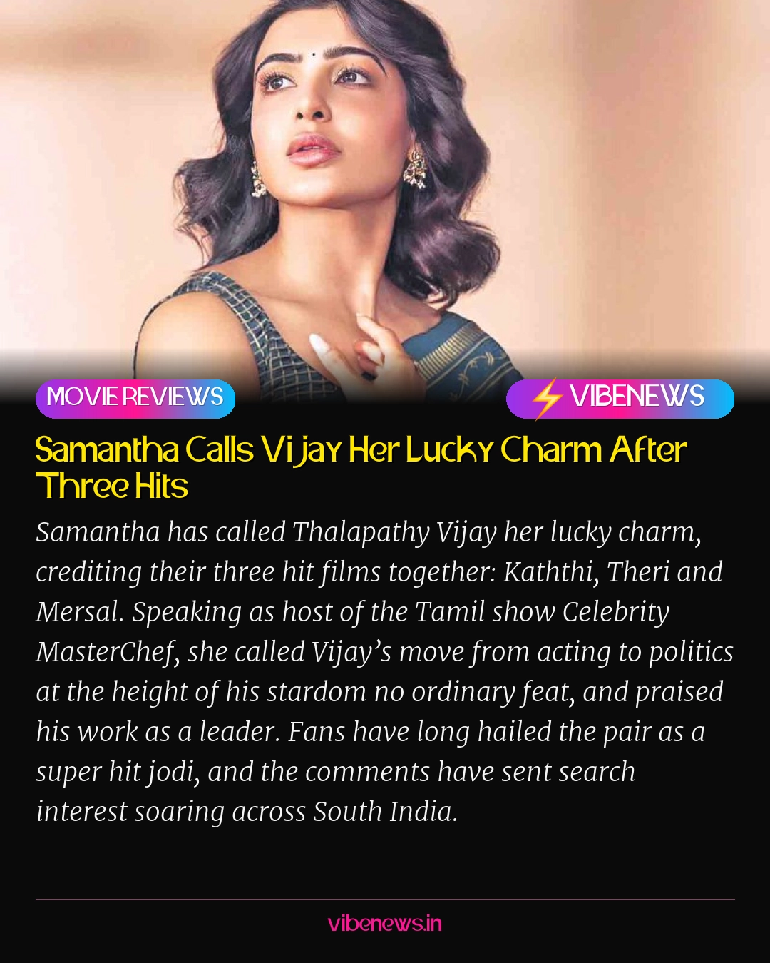 Samantha Calls Vijay Her Lucky Charm After Three Hits