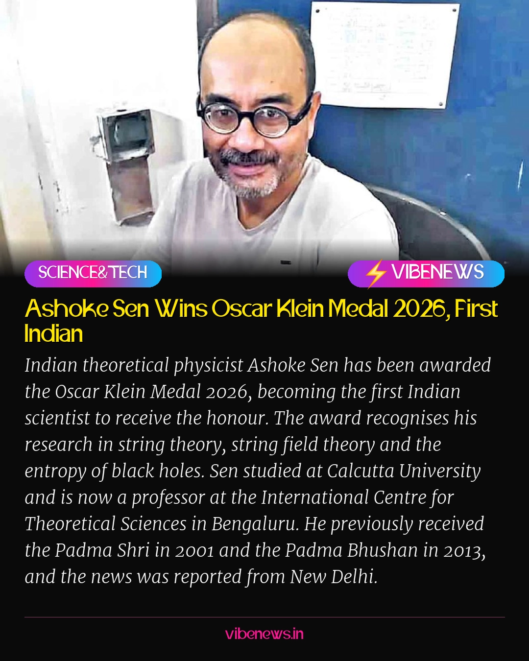Ashoke Sen Wins Oscar Klein Medal 2026, First Indian