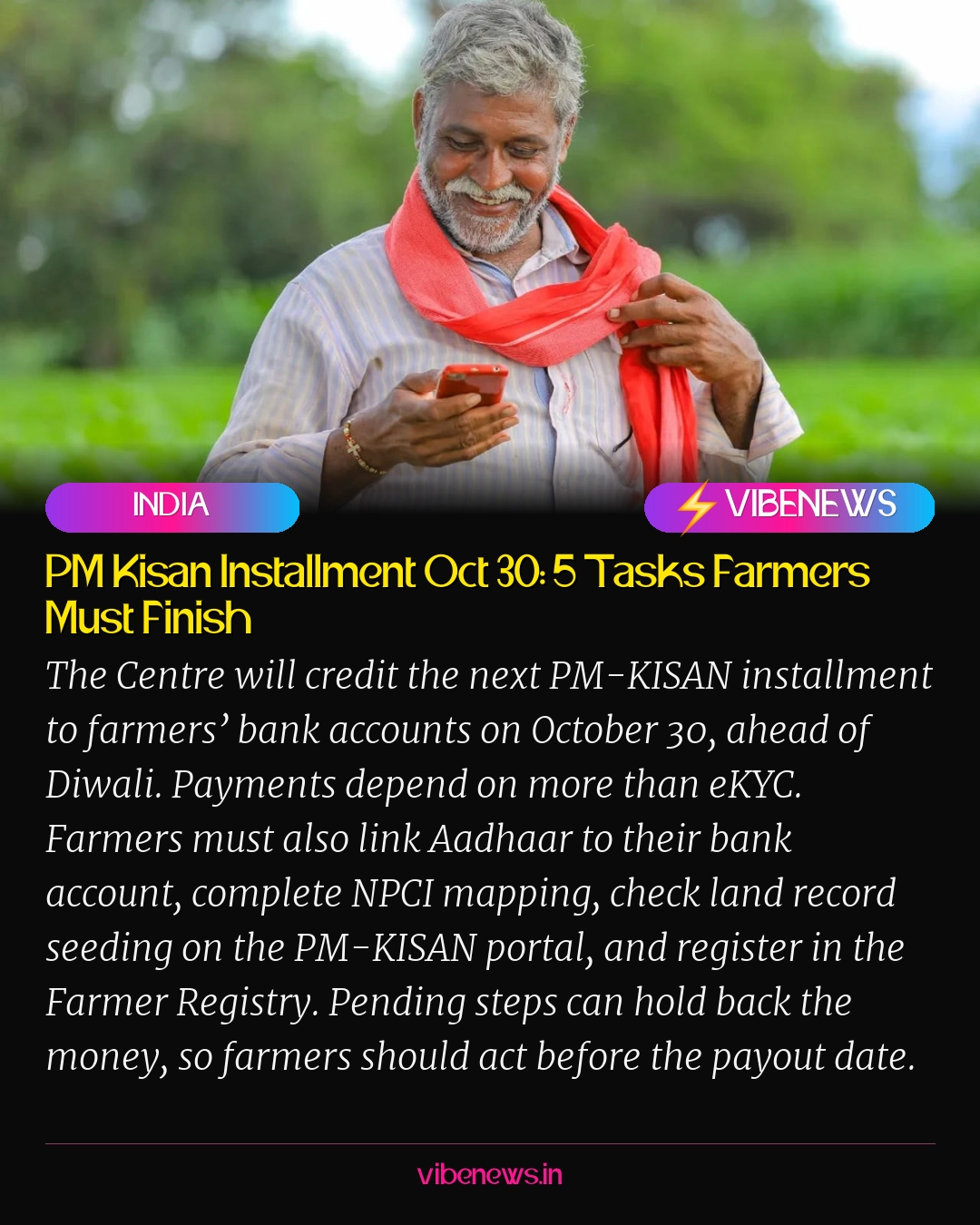 PM Kisan Installment Oct 30: 5 Tasks Farmers Must Finish
