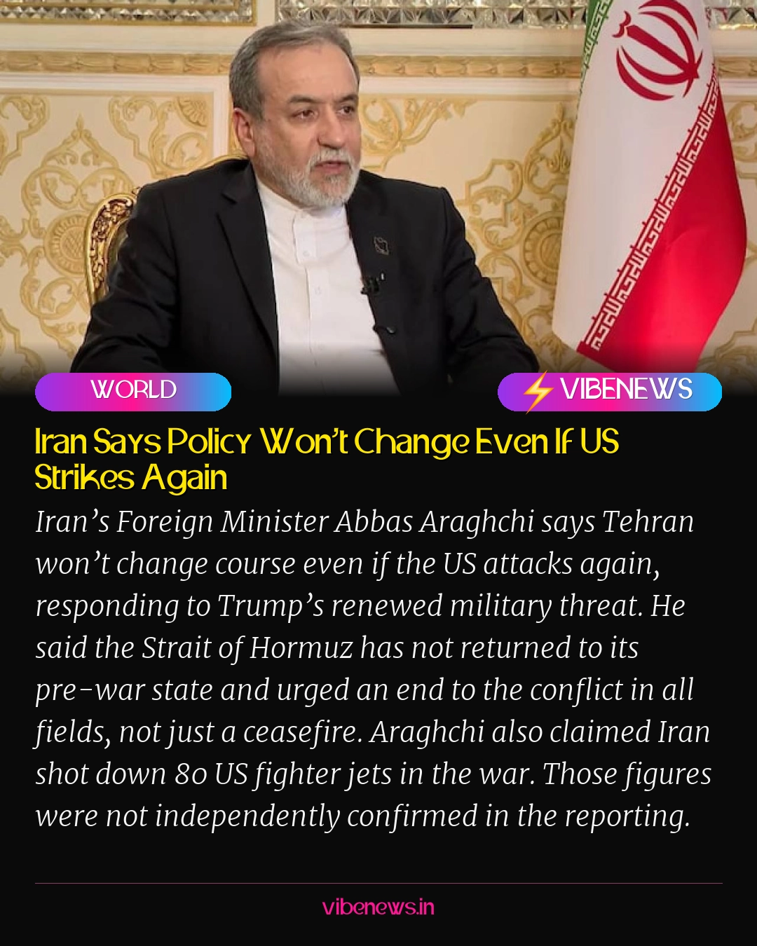 Iran Says Policy Won’t Change Even If US Strikes Again