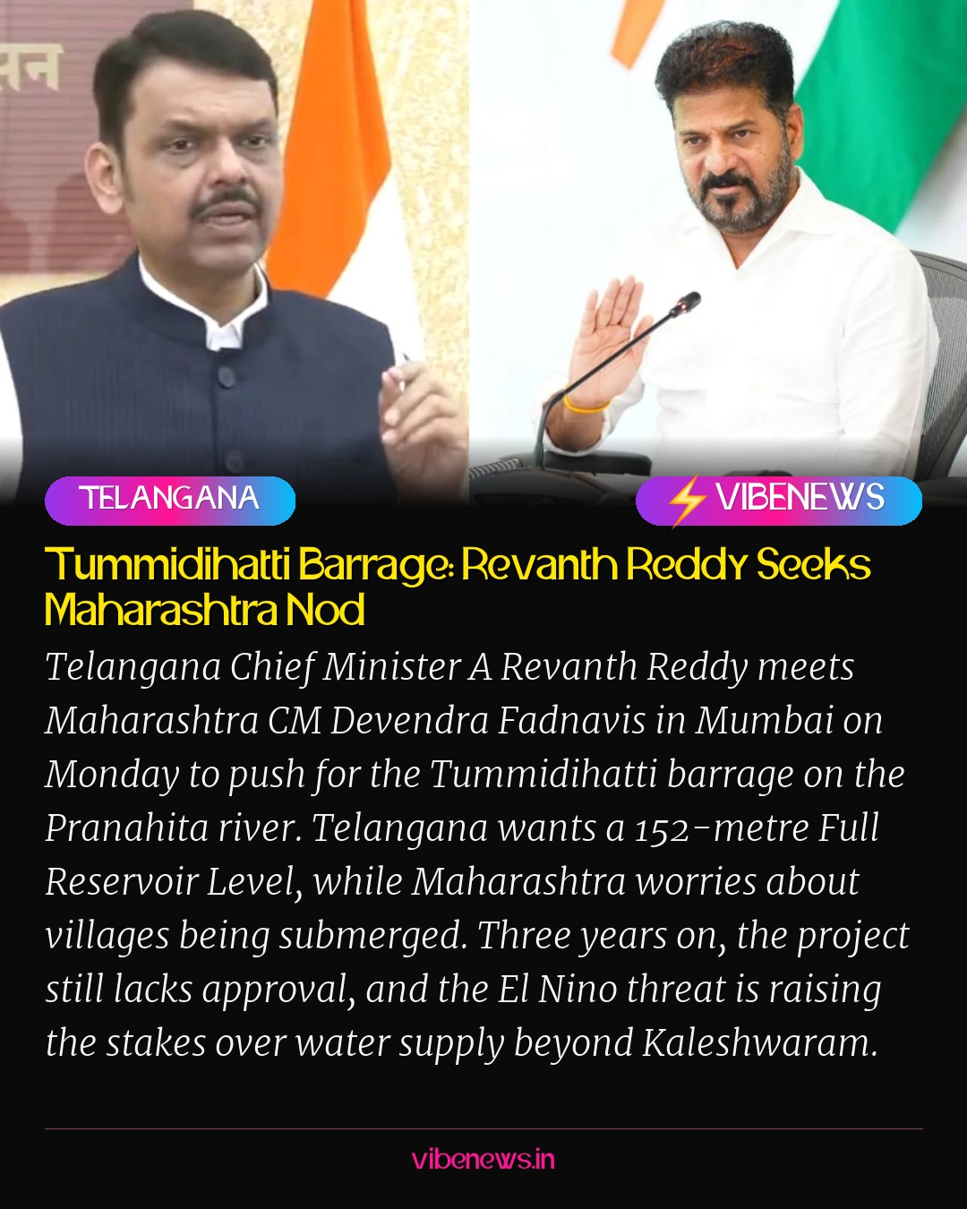 Tummidihatti Barrage: Revanth Reddy Seeks Maharashtra Nod