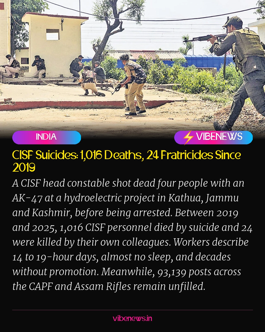 CISF Suicides: 1,016 Deaths, 24 Fratricides Since 2019