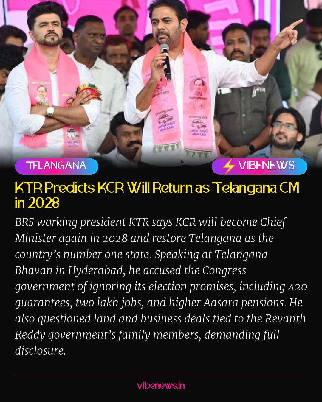 KTR Predicts KCR Will Return as Telangana CM in 2028