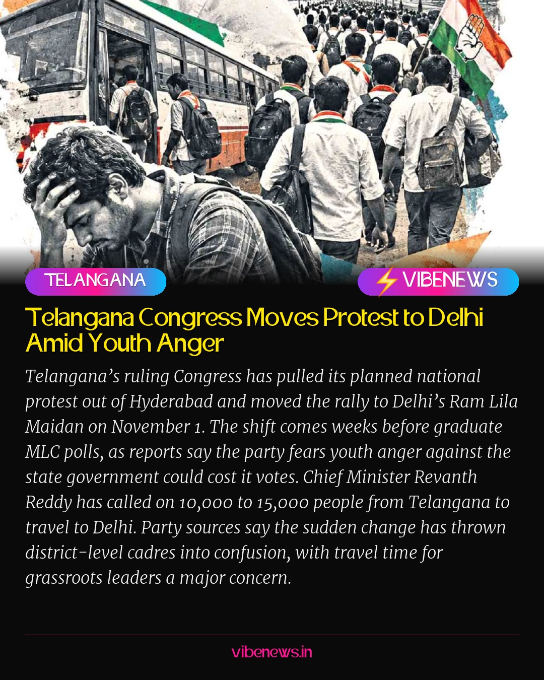 Telangana Congress Moves Protest to Delhi Amid Youth Anger