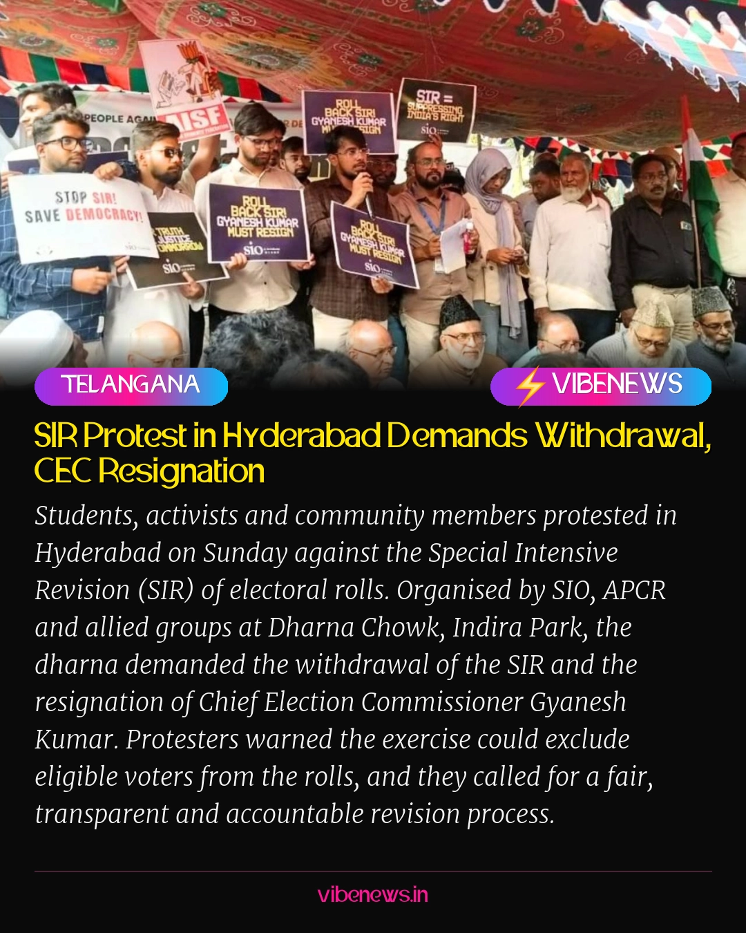 SIR Protest in Hyderabad Demands Withdrawal, CEC Resignation