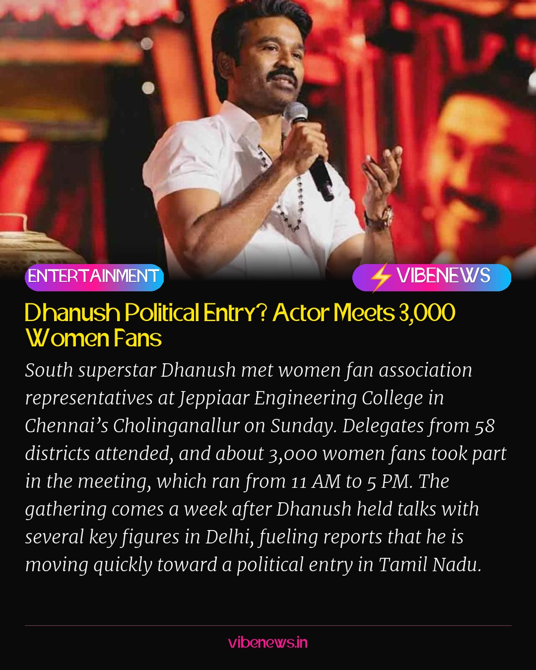 Dhanush Political Entry? Actor Meets 3,000 Women Fans