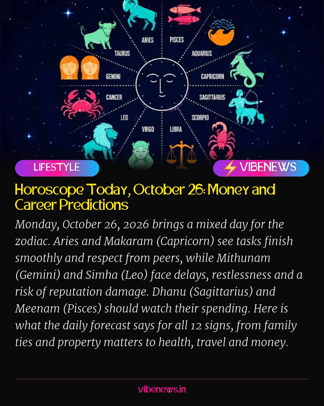 Horoscope Today, October 26: Money and Career Predictions