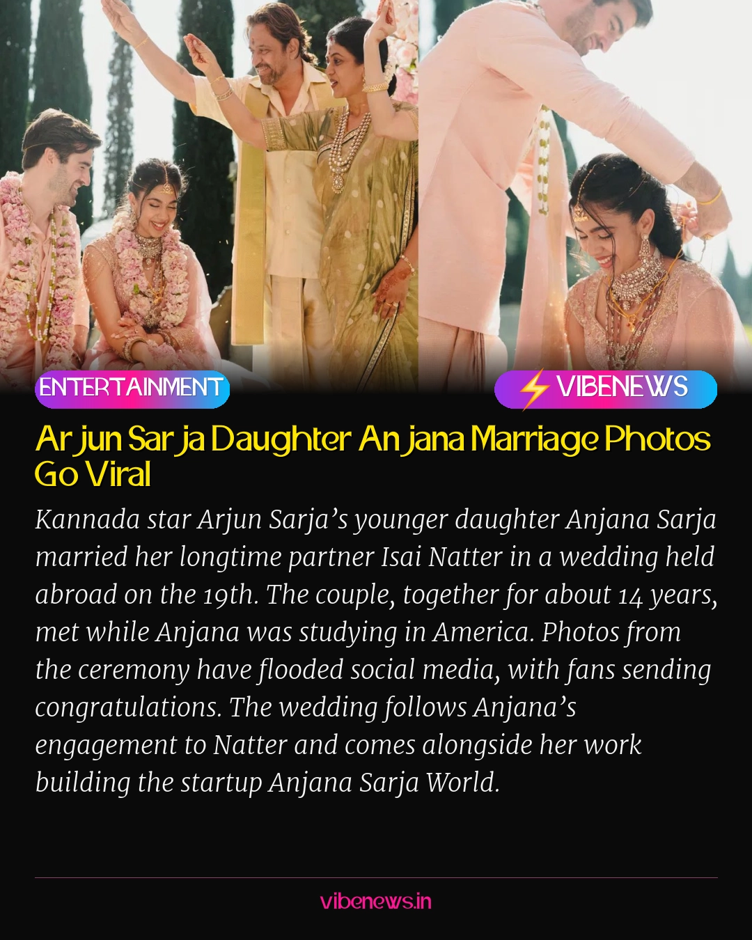 Arjun Sarja Daughter Anjana Marriage Photos Go Viral