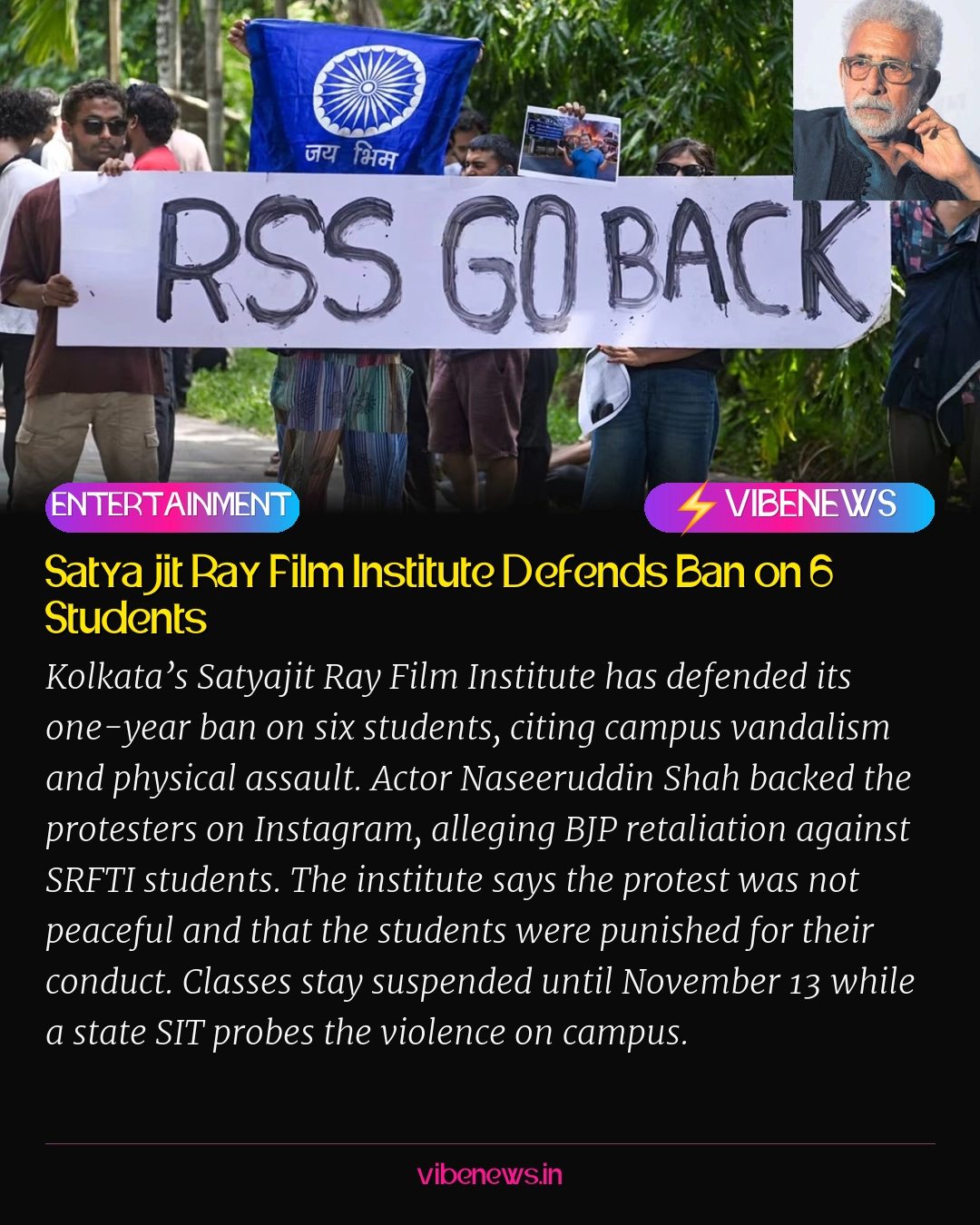 Satyajit Ray Film Institute Defends Ban on 6 Students