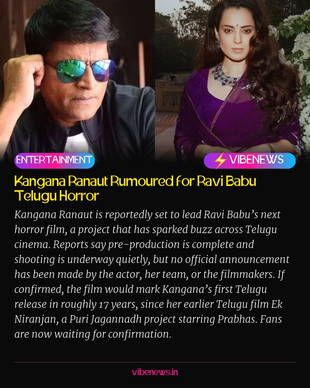 Kangana Ranaut Rumoured for Ravi Babu Telugu Horror