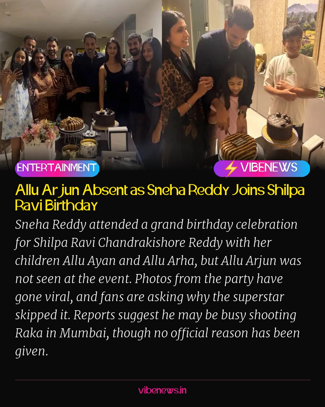 Allu Arjun Absent as Sneha Reddy Joins Shilpa Ravi Birthday
