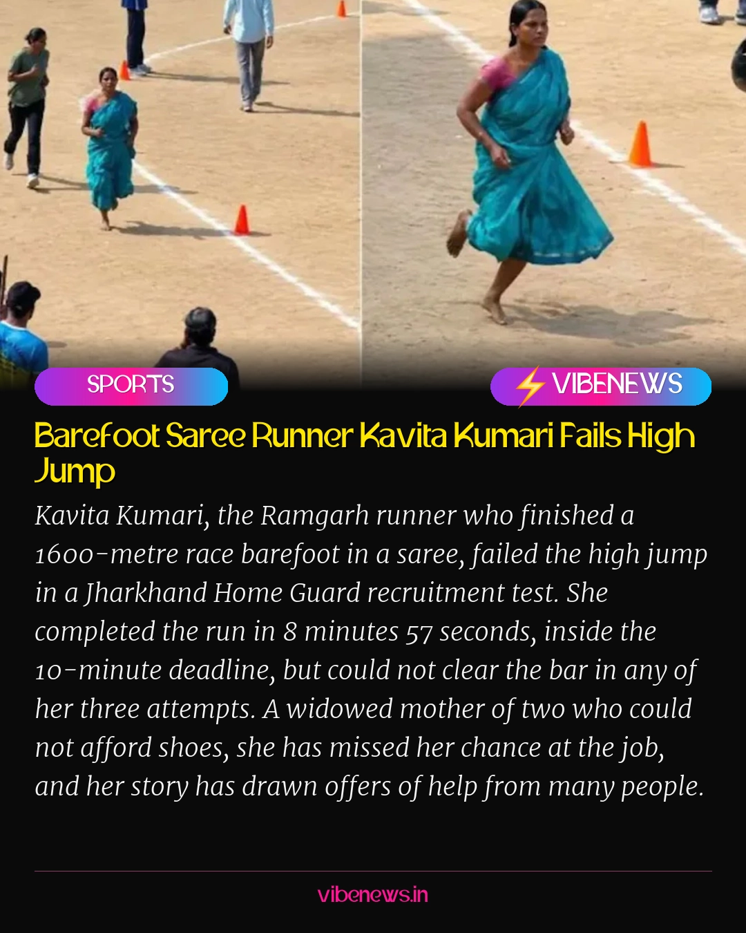 Barefoot Saree Runner Kavita Kumari Fails High Jump