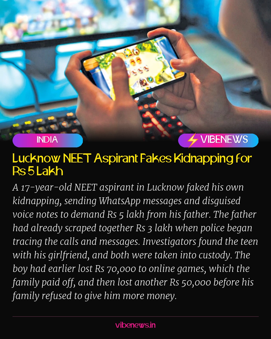 Lucknow NEET Aspirant Fakes Kidnapping for Rs 5 Lakh