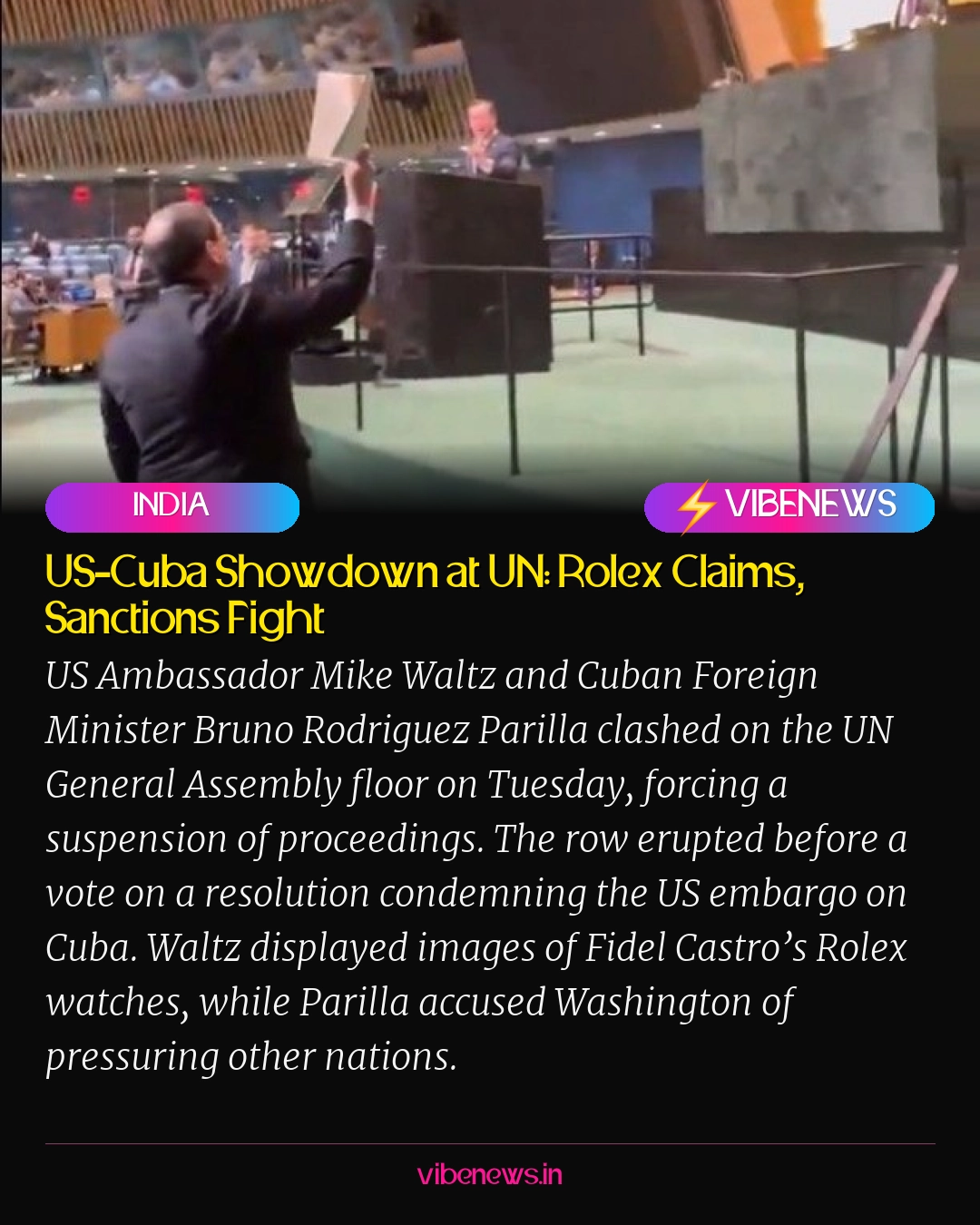 US-Cuba Showdown at UN: Rolex Claims, Sanctions Fight