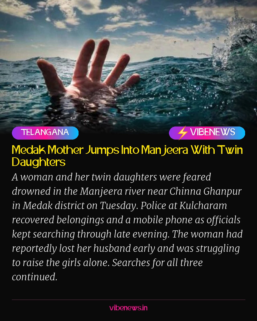 Medak Mother Jumps Into Manjeera With Twin Daughters