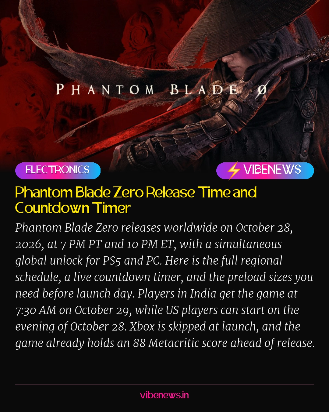 Phantom Blade Zero Release Time and Countdown Timer