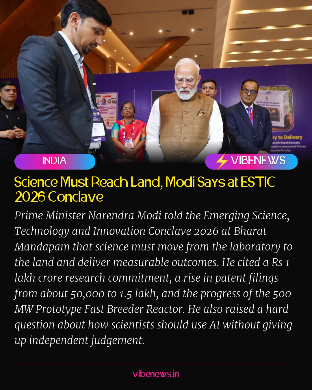 Science Must Reach Land, Modi Says at ESTIC 2026 Conclave